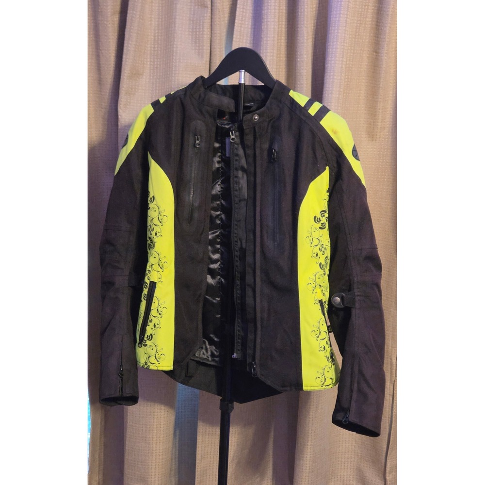 Joe Rocket Atomic 4.0 Motorcycle Jacket Women's Size Large Black Yellow Padded